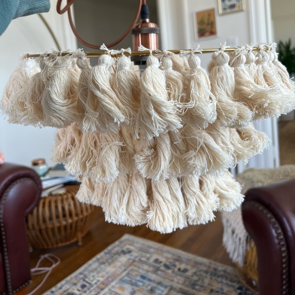 Etsy Ivory Tassel Chandelier, 14”
